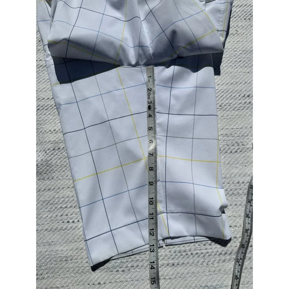 NIKE GOLF Shorts Medium White Blue Striped Chino Embroidered Swoosh Dri-Fit Mens - Picture 12 of 16